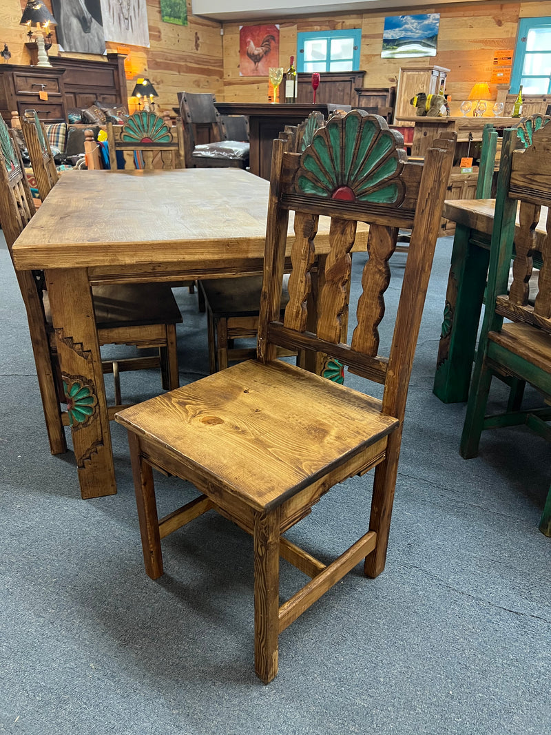 Rosetta 4' Dining Table and 4 Rosetta Chairs in Brown