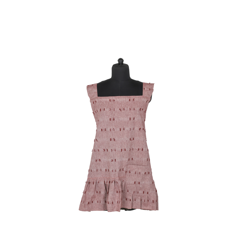 Tuft Pinafore Apron with Ruffled - Ruby