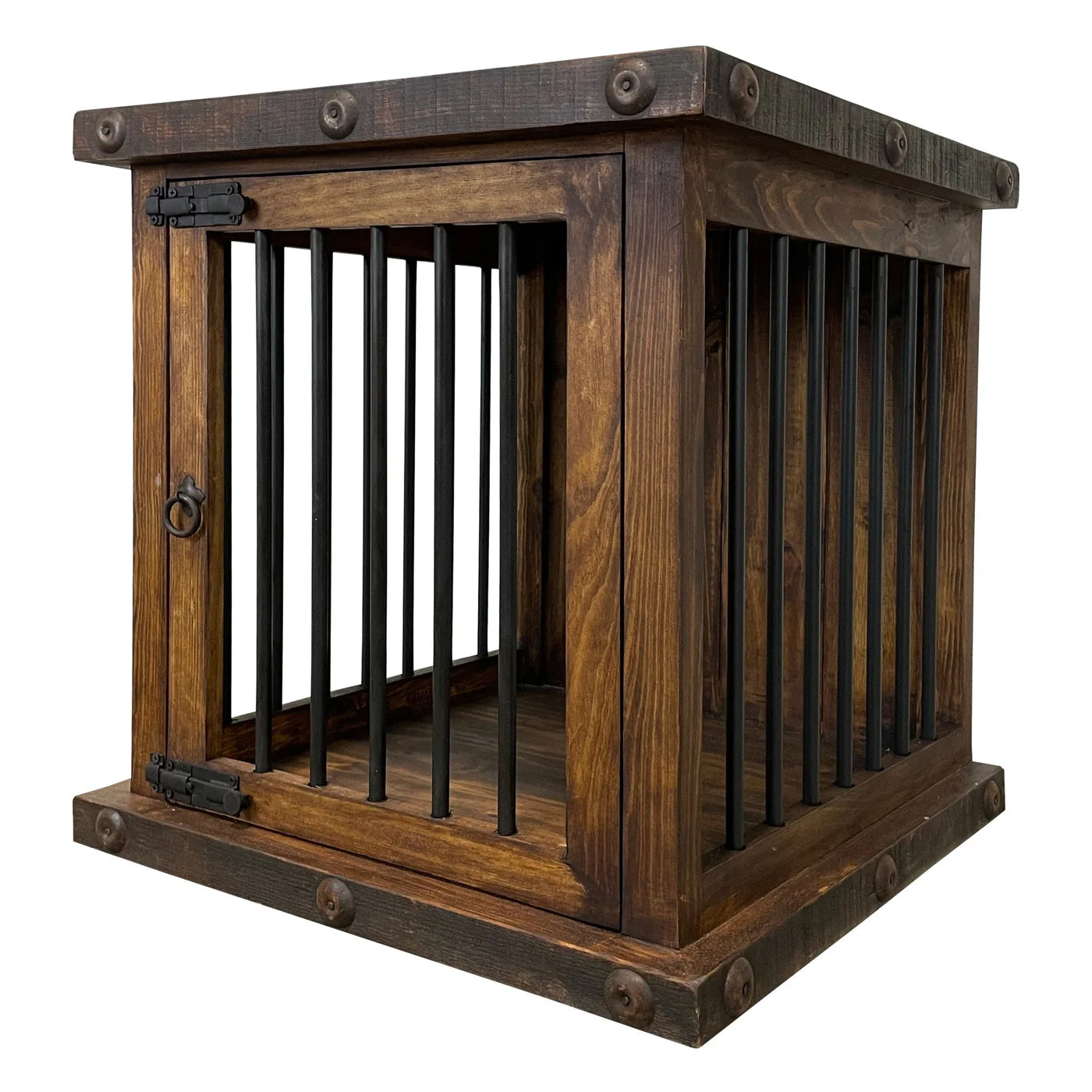 Oasis Small Rustic Dog Kennel Solid Wood Pet Crate in Dark Wax