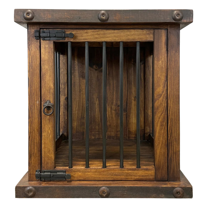 Oasis Small Rustic Dog Wood Kennel in Dark Wax