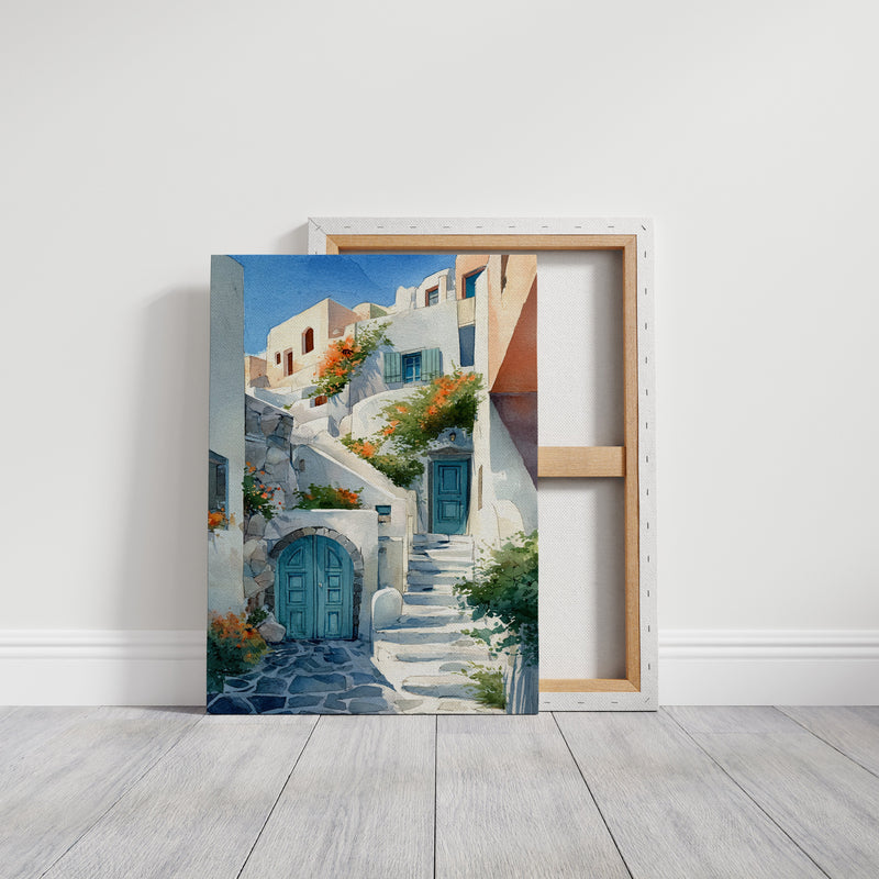 Steps Through Sunlit Bougainvillea