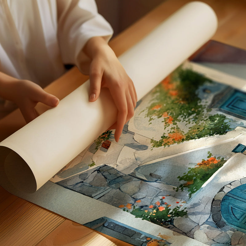 Steps Through Sunlit Bougainvillea