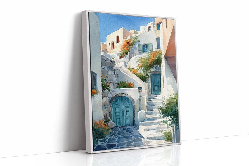 Steps Through Sunlit Bougainvillea