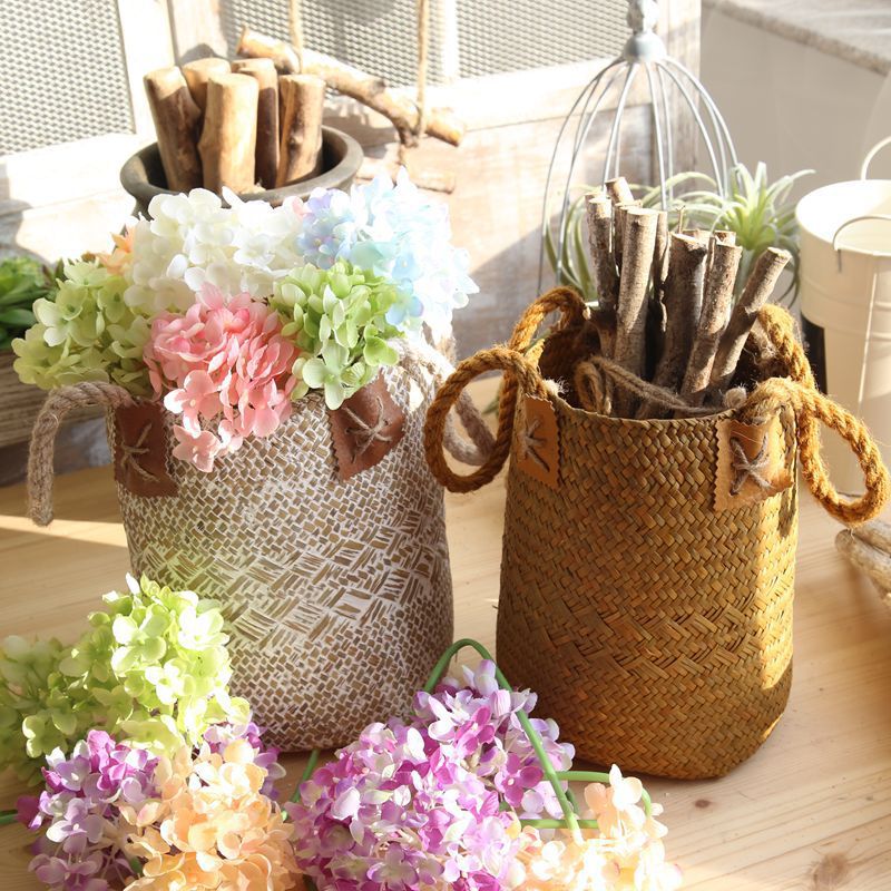 Natural Straw Woven Flower Pots
