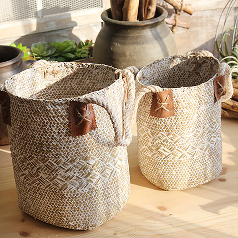 Natural Straw Woven Flower Pots