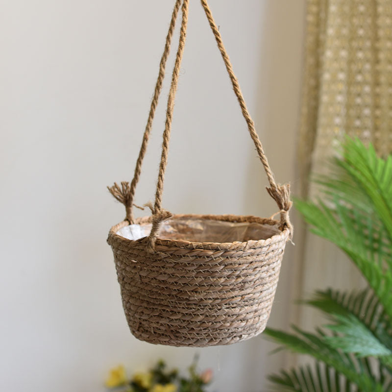 Straw Hanging Baskets,