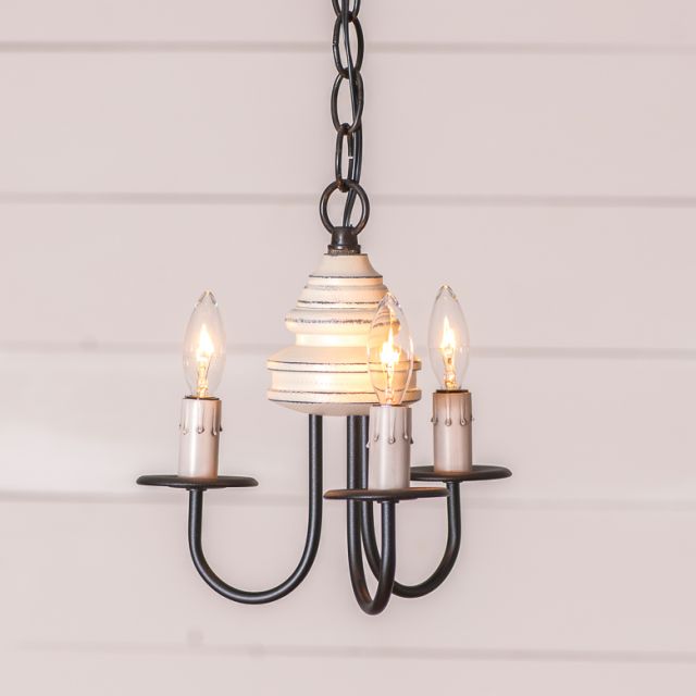 3-Arm Bellview Wood Chandelier in Rustic White