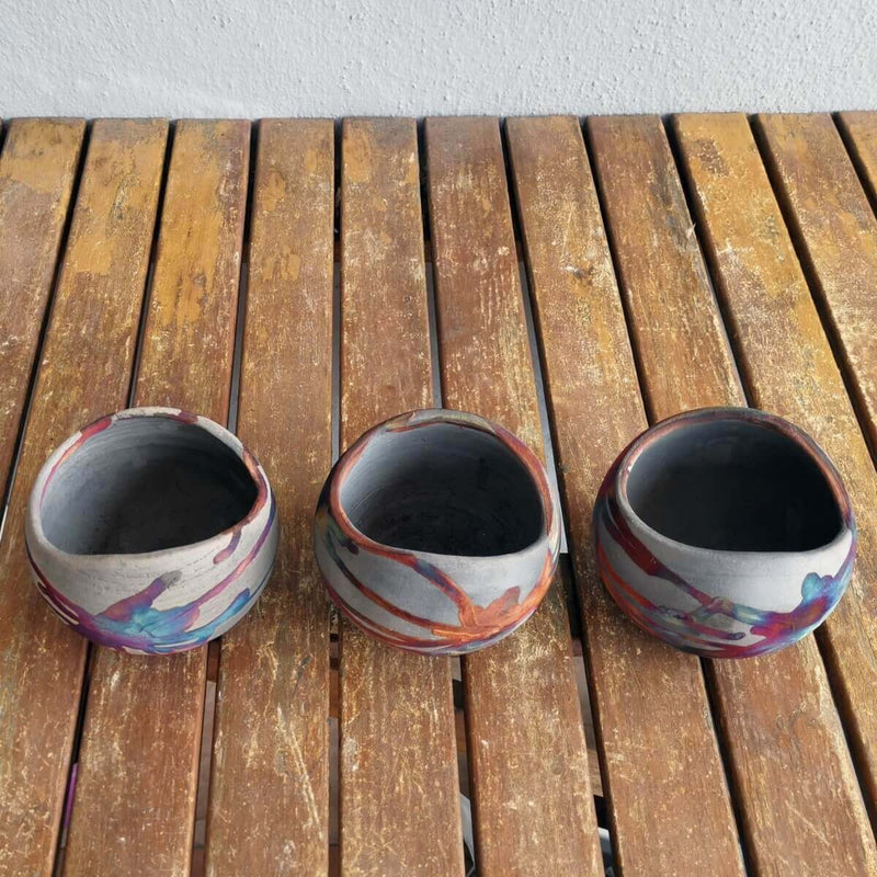 3 Pack Hikari Ceramic Raku Vase - RAAQUU Basics handmade pottery home decor by RAAQUU