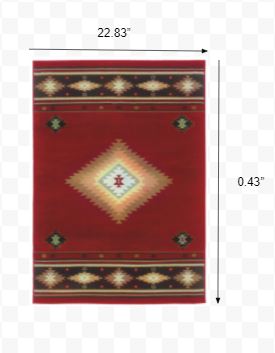 2’ x 3’ Red and Beige Ikat Pattern Scatter Rug