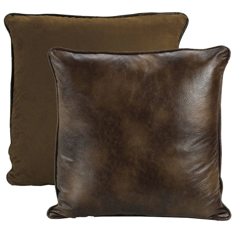 BROWN FAUX SUEDE/LEATHER REVERSIBLE EURO SHAM