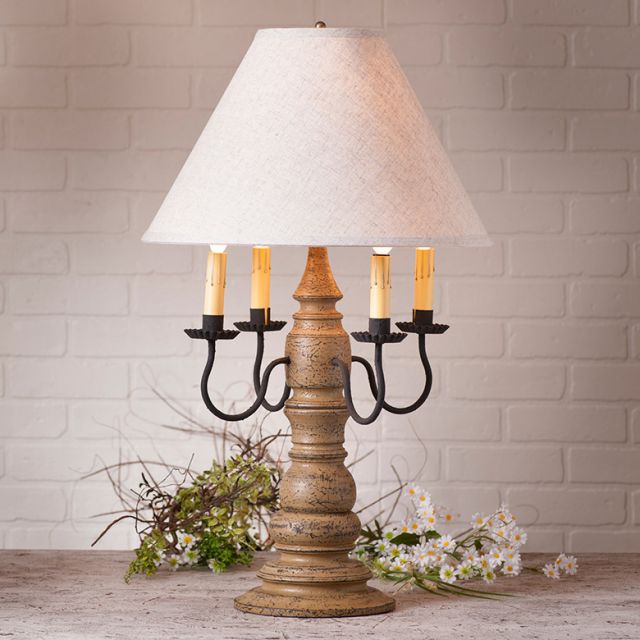 Bradford Lamp in Americana Pearwood with Linen Ivory Shade