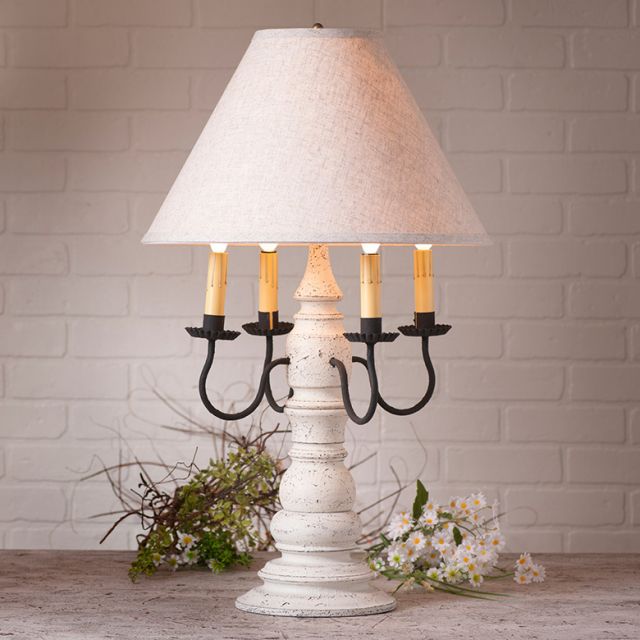 Bradford Lamp in Americana White with Linen Ivory Shade