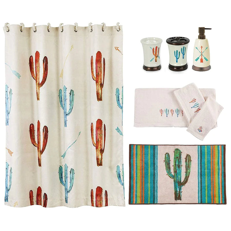 CACTUS 8 PC BATH ACCESSORY AND CREAM TOWEL SET