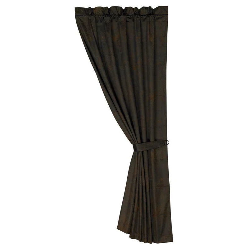 CHOCOLATE FAUX LEATHER ROD-POCKET CURTAIN PANEL