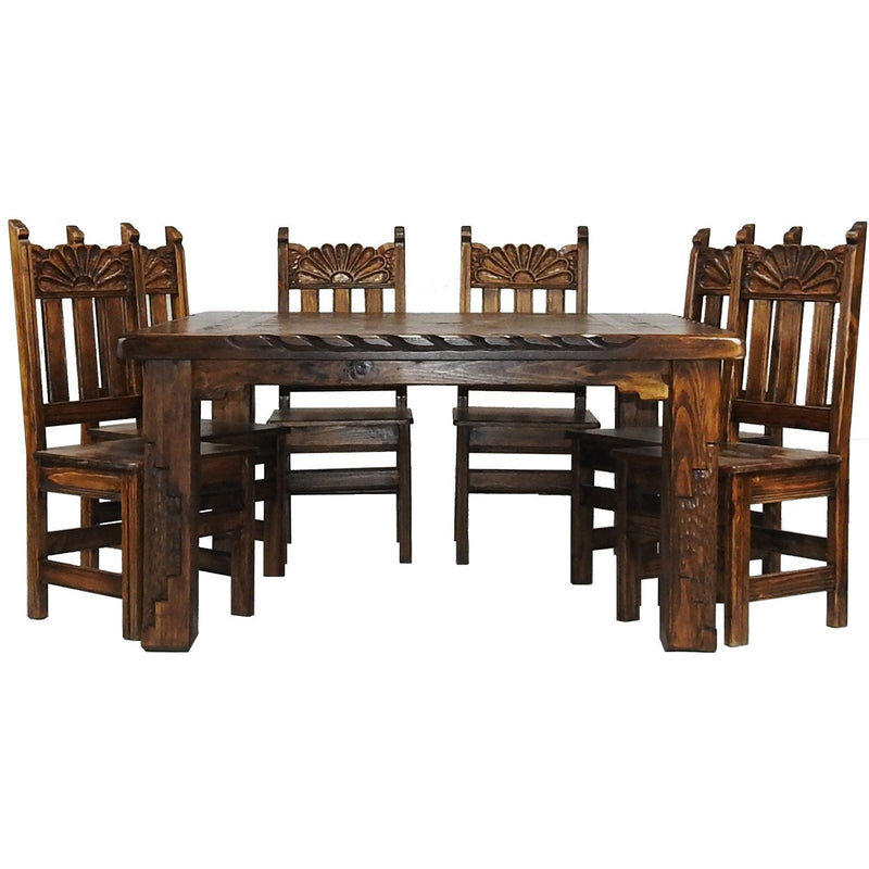 5'x5' Southwest Square Dining Table and 8 Southwest Brown Chair