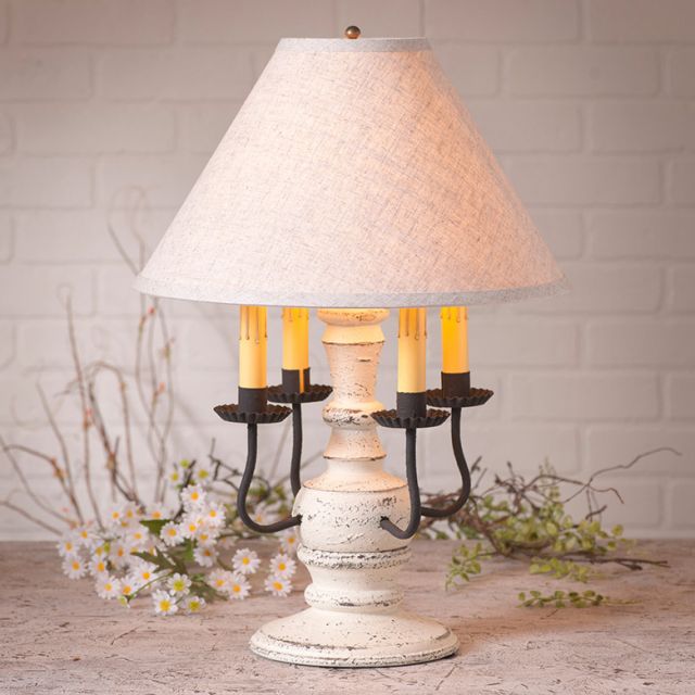 Cedar Creek Lamp in Americana White with Linen Ivory Shade
