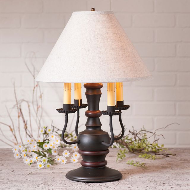 Cedar Creek Lamp in Sturbridge Black with Linen Ivory Shade