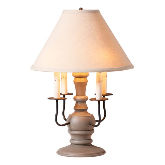 Cedar Creek Wood Table Lamp in Earl Gray with Ivory Linen Shade