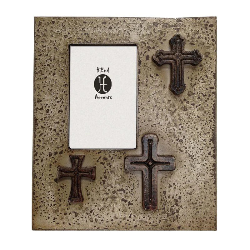 DISTRESSED 3-CROSSES PICTURE FRAME