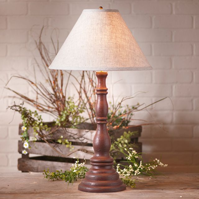 Davenport Lamp in Americana Red with Linen Ivory Shade