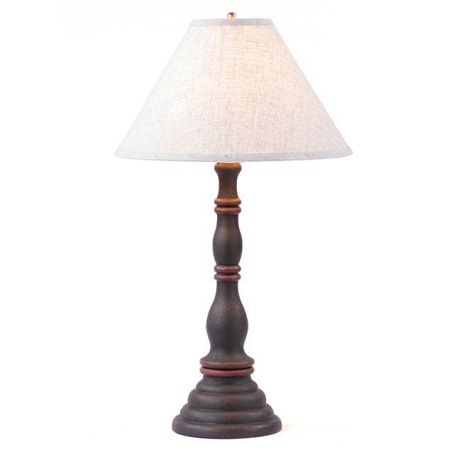 Davenport Lamp in Hartford Black and Red with Linen Ivory Shade