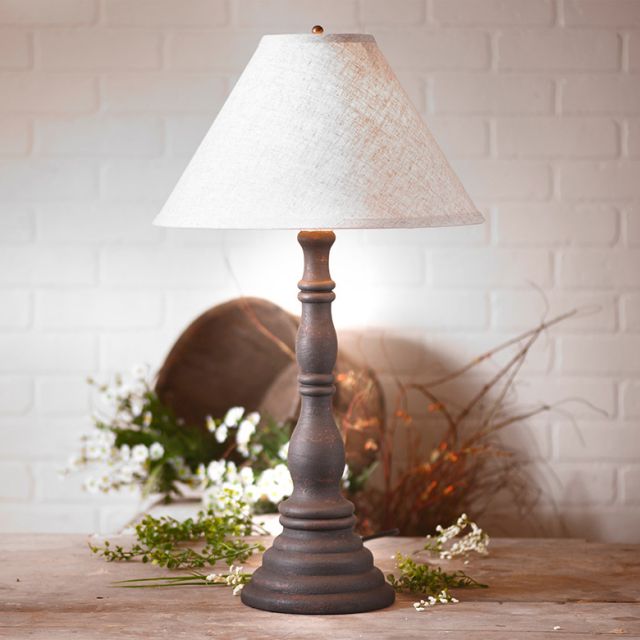 Davenport Lamp in Hartford Black with Linen Ivory Shade