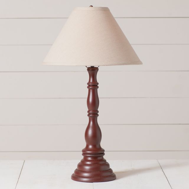 Davenport Wood Table Lamp in Rustic Red with Ivory Linen Shade