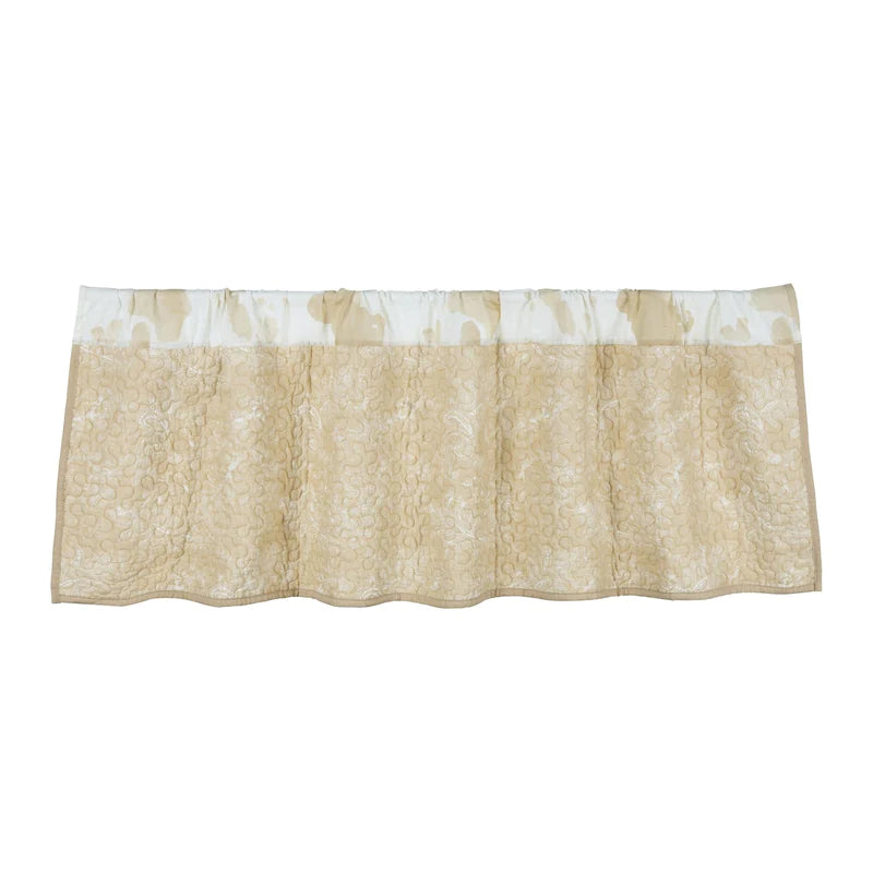 ELSA COWHIDE REVERSIBLE QUILTED VALANCE, LIGHT TAN