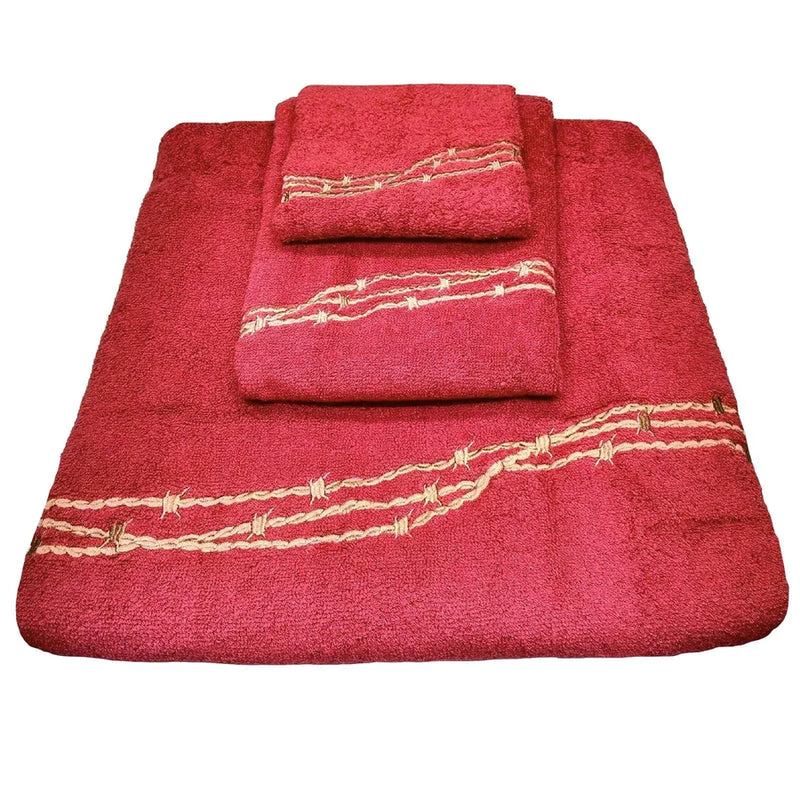 EMBROIDERED BARBWIRE 3PC TOWEL SET