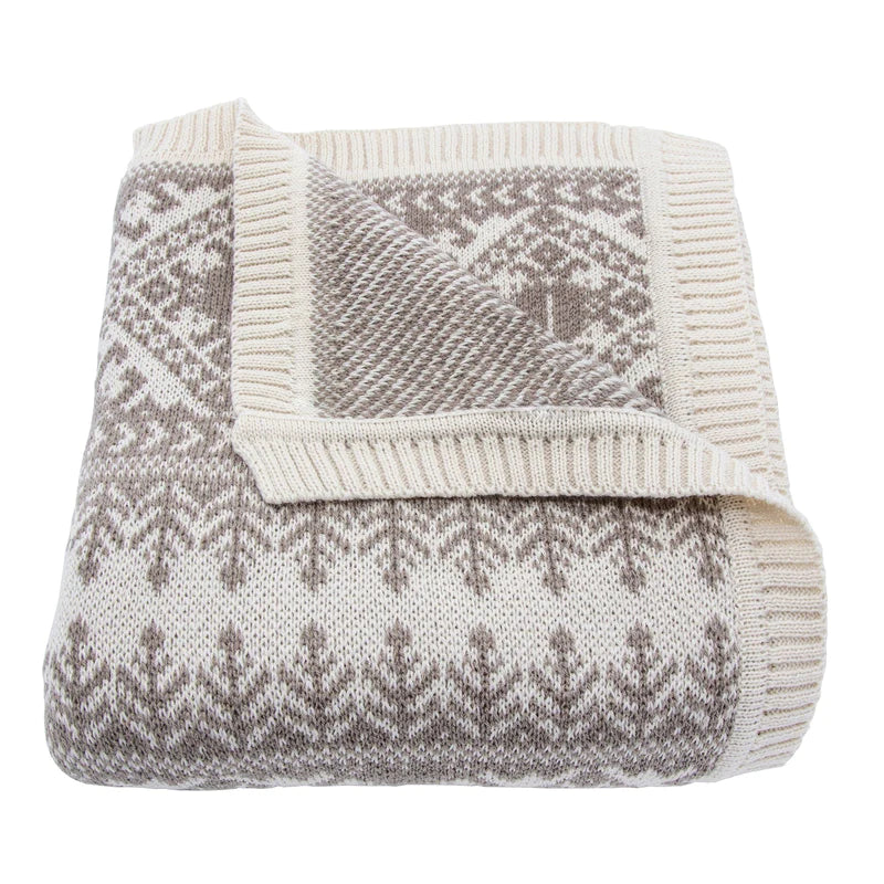 FAIR ISLE TAUPE KNIT THROW BLANKET Rustics for Less