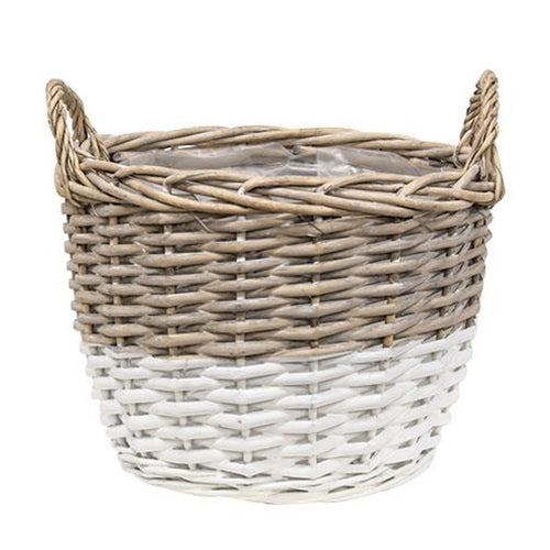 White Dipped Willow Gathering Basket Planters (Set of 3)