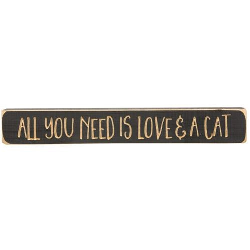 All You Need Is Love & A Cat Engraved Block