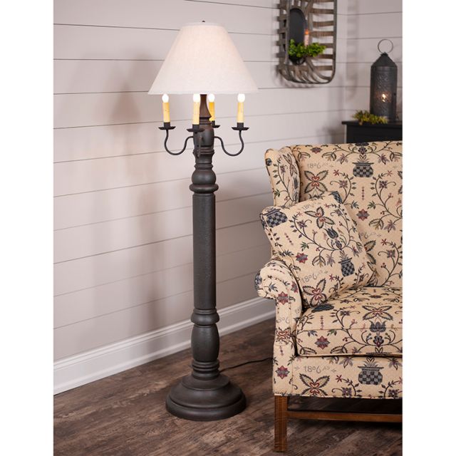 General James Floor Lamp in Black with Linen Ivory Shade