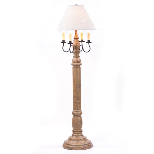 General James Floor Lamp in Pearwood with Linen Ivory Shade