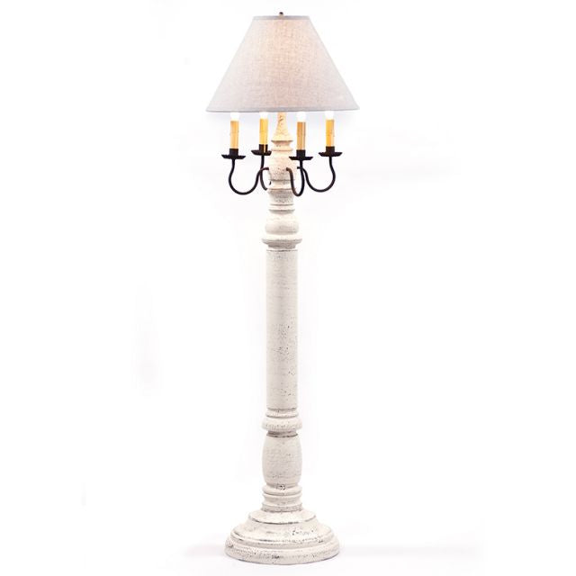 General James Floor Lamp in White with Linen Ivory Shade
