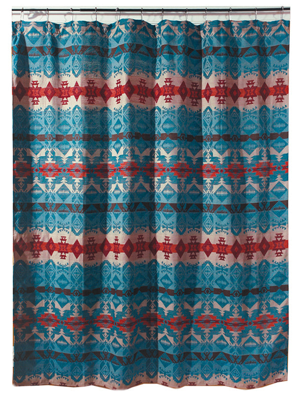 Turquoise Chamarro Shower Curtain