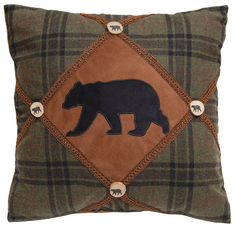 Bear & Bear Button Throw Pillow