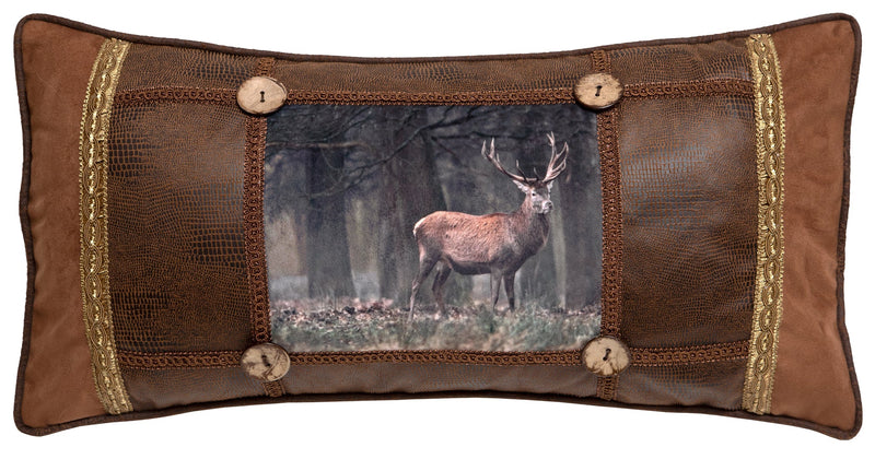 Framed Forest with Buck Throw Pillow