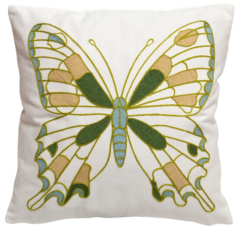 Green Butterfly Throw Pillow