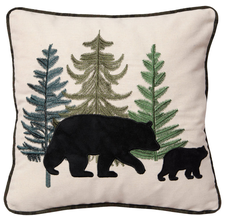 Bear Family Rustic Cabin Throw Pillow