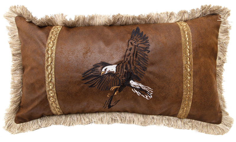 Bald Eagle Faux Leather Throw Pillow