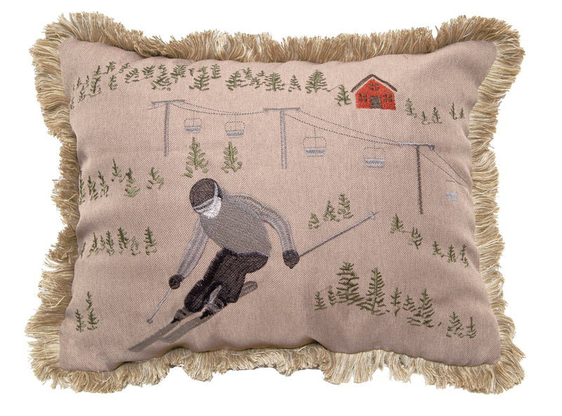 Skiing Throw Pillow