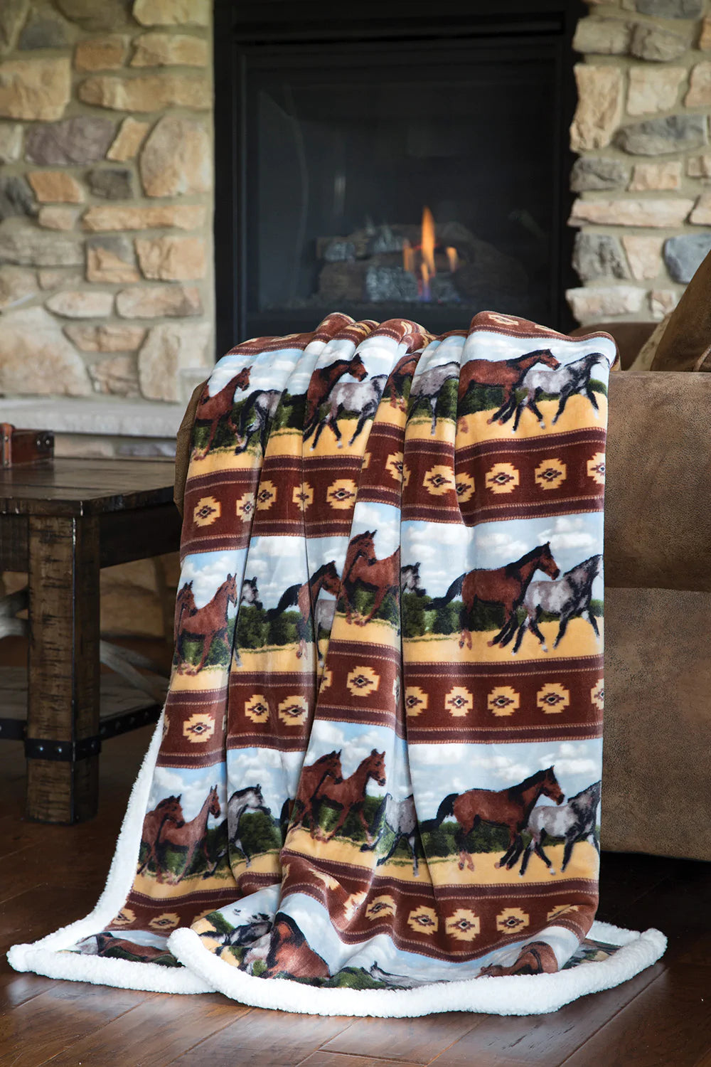 Horses Plush Throw