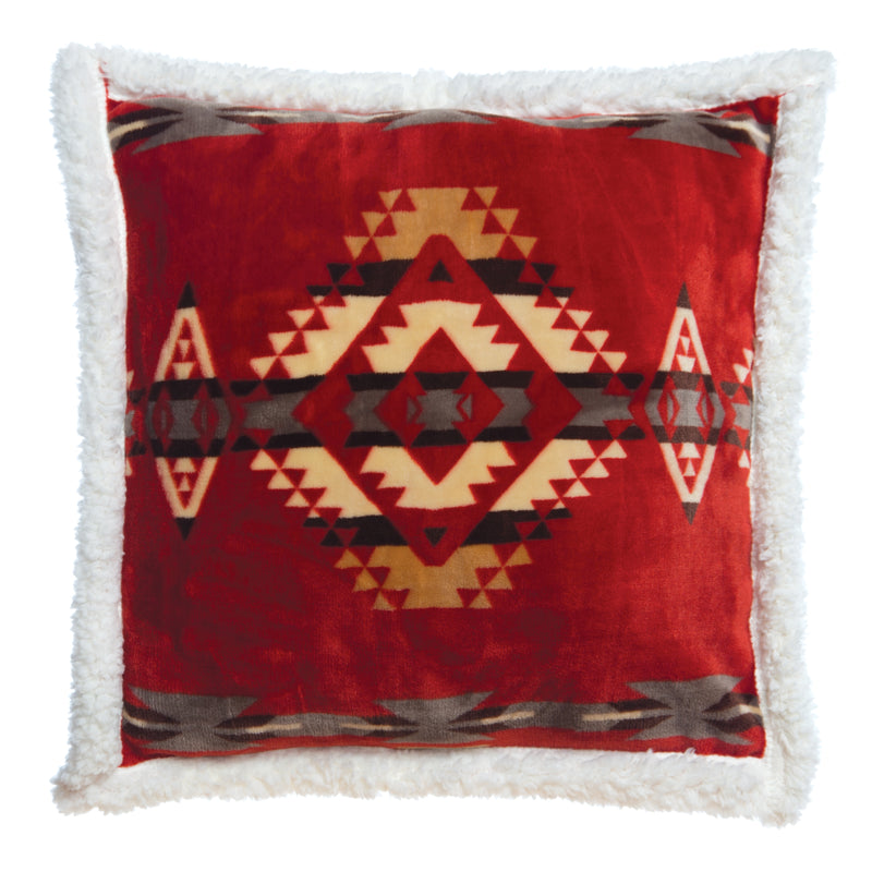 Red Southwestern Extra Plush Sherpa Pillow