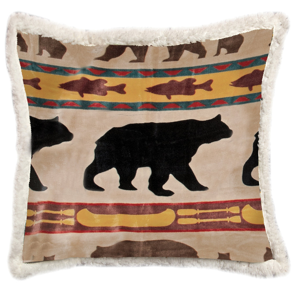 Bear Family Sherpa Throw Pillow