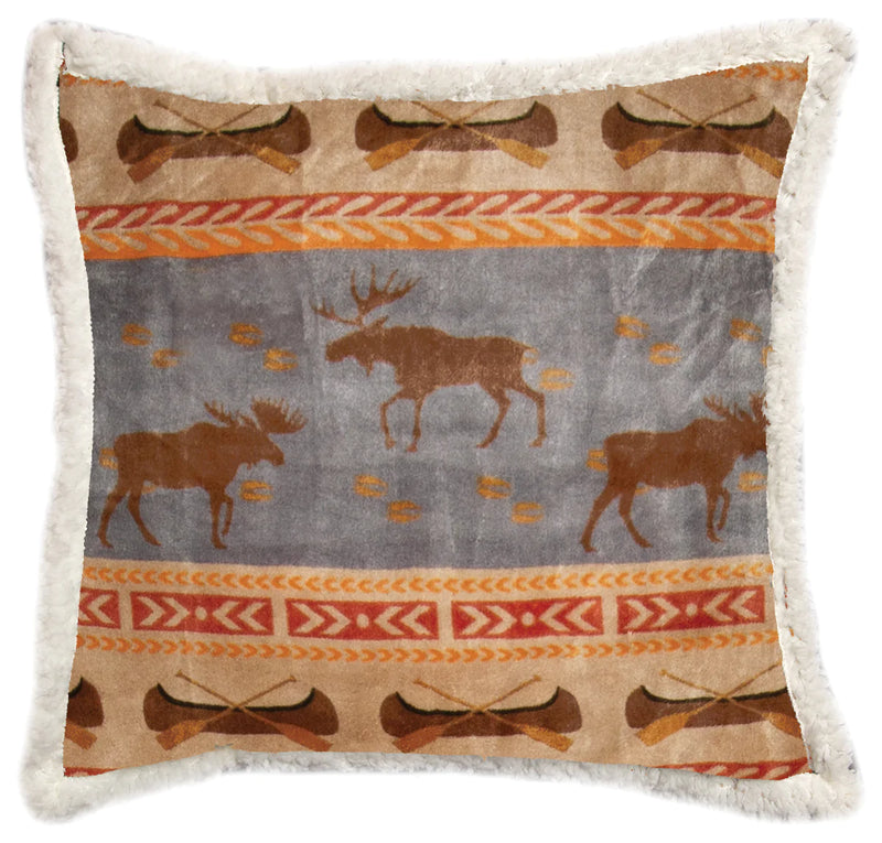 Moose Track Sherpa Throw Pillow