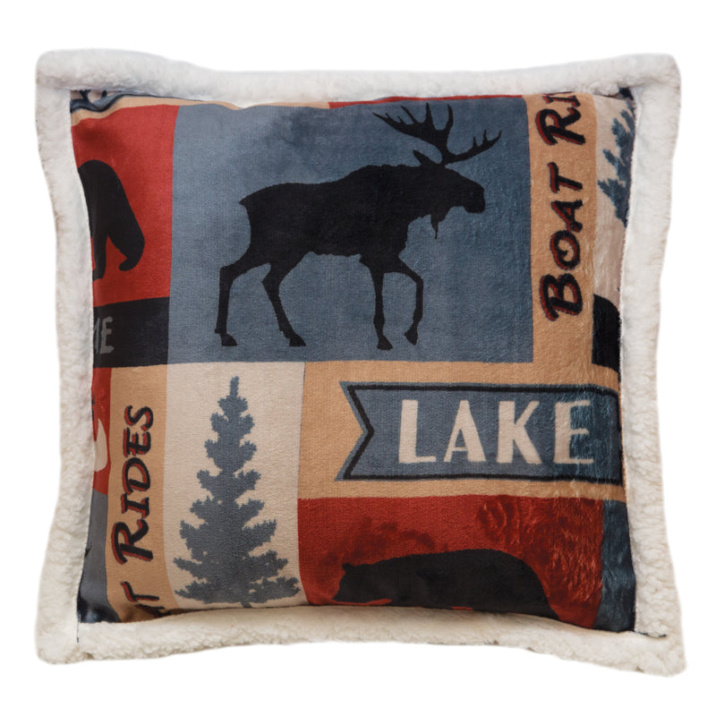 Lake House Plush Sherpa Fleece Throw Pillow