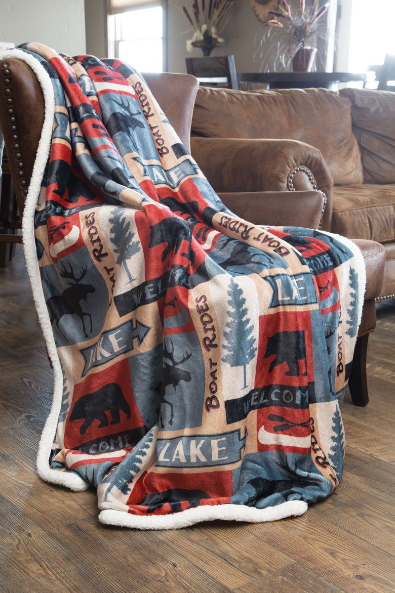 Lake House Sherpa Fleece Large Throw Blanket