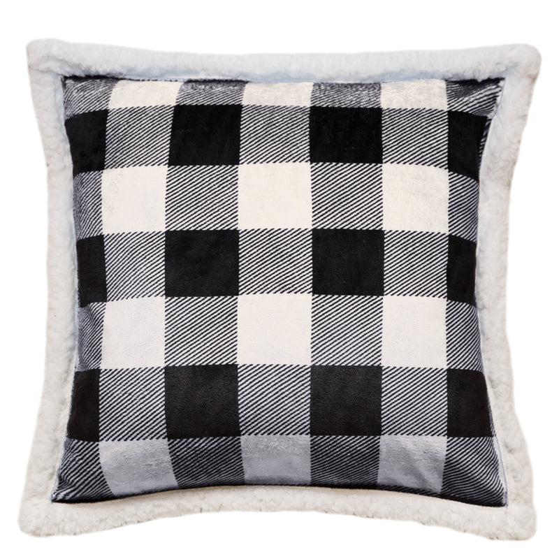 Black & White Lumberjack Sherpa Throw Pillow