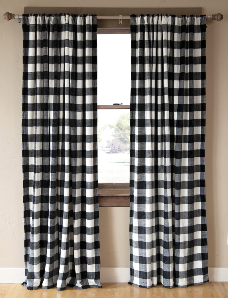 Black & White Lumberjack Curtain Panels